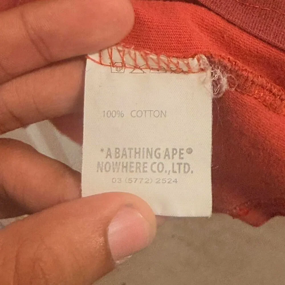 Bape Men's Red and Orange T-shirt - Picture 4 of 8